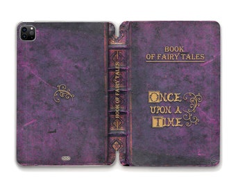 Étui pour iPad Book Esthétique pour iPad 10,2 10,9 Air 5 Pro 12,9 11 iPad Mini 6 violet vintage style livre ancien Il était une fois rétro tendance étui pour iPad