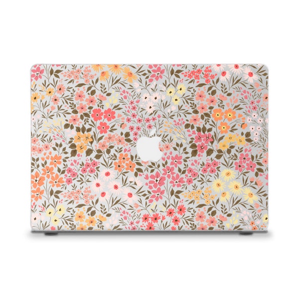 Coque pour MacBook à fleurs Mignonne MacBook Air 13 M2 Pro 13 Pro 14 Pro 16 M1 Pro 15 12" orange rose fleurs esthétique tendance fleurs sauvages pour MacBook