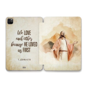 Etui iPad citation verset de la Bible iPad 10 iPad Air 5 4 Pro 12,9 11 Mini 6e iPad 10,2 10,9 Esthétique art chrétien Jésus religieux étui iPad