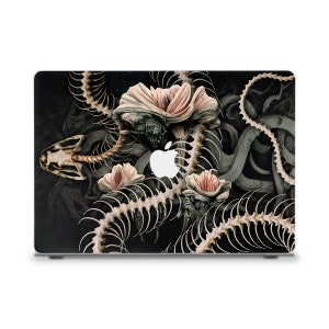 Goth MacBook case Aesthetic MacBook Air 13 M2 Pro 13 MacBook Pro 14 16 M1 15 Snake skeleton Dark floral gothic design Horror MacBook case