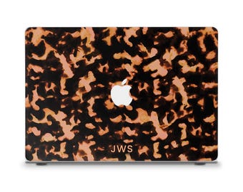 Initials MacBook case Aesthetic MacBook Air 13 15 M2 M3 M4 MacBook Pro 13 14 16 Custom tortoise shell Personalized monogram MacBook cover