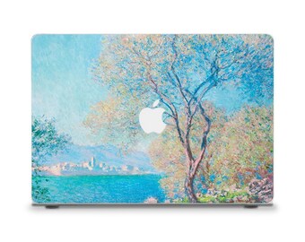 アート MacBook ケース モネ MacBook Air 13 15 M2 M3 M4 MacBook Pro 13 14 16 インチ 美的 ヴィンテージ 絵画 自然 木 風景 MacBook ケース