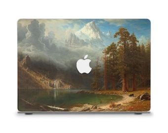 Custodia per MacBook con motivo natura, pittura per MacBook Air 13 15 M2 M3, MacBook Pro 13 14 16 pollici, arte vintage, estetica, montagne, alberi, foresta, custodia per MacBook