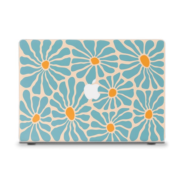 Flowers MacBook case Cute MacBook Air 13 M2 Pro 13 MacBook Pro 14 16 M1 15 Aesthetic Floral Blue Flower Trendy Pattern for Girl MacBook case