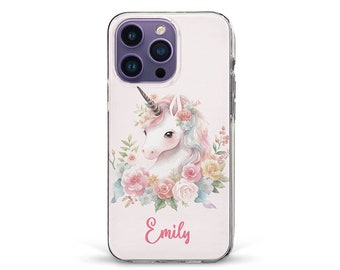 Name iPhone case Unicorn iPhone 15 Pro Max iPhone 14 iPhone 13 12 11 Galaxy s24 s23 Cute custom Aesthetic personalized case for girls