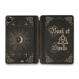 Book iPad case Aesthetic iPad 10th 9th iPad Air 11 Pro 12.9 Mini 6 iPad 10.2 10.9 Vintage book of spells for witch Grimoire Magic iPad case