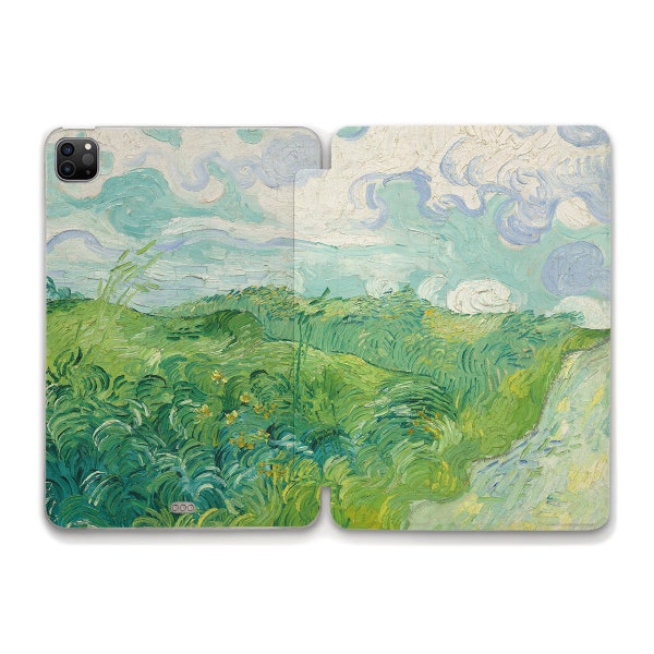 Van Gogh iPad case Aesthetic iPad 10th iPad Air 5th 4th Pro 12.9 11 Mini 6th 10.2 10.9 Vintage art oil painting Nature Green fields cover