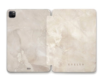 Name iPad case Marble iPad 10.2 10.9 10th Air 5 Pro 12.9 11 Mini 6 Aesthetic Custom Unique Name Personalized Neutral Beige Marble iPad case