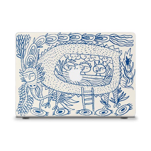Funda para MacBook con diseño de naturaleza, color azul, para MacBook Air de 13, 15, M2, M3 y MacBook Pro de 13, 14 y 16 pulgadas. Diseño abstracto y atractivo con animales. Funda para MacBook con dibujo estético.