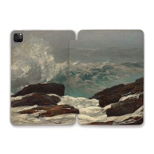Ocean iPad case Art iPad 10th 9th iPad Air 5th Pro 12.9 11 Mini 6th iPad 10.2 10.9 Vintage aesthetic oil painting Waves Nature iPad case