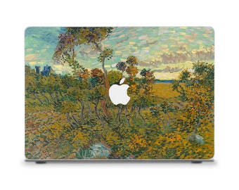 ゴッホ MacBook ケース 自然 MacBook Air 13 M2 Pro 13 14 16 M1 Pro 15 12 ヴィンテージ アート 美的 油絵 緑の木々 夕日 MacBook ケース