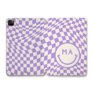 Monogram iPad case Cute iPad 10.2 10.9 10th Air 5 Pro 12.9 11 Mini 6 Custom Initials Aesthetic Personalized Preppy Checker Trendy iPad case