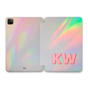 Funda para iPad con monograma personalizada para iPad de 10.ª generación, iPad Air 5, 4 Pro, 12,9, 11 Mini, 6, 10,2 y 10,9. Bonita funda para iPad con iniciales personalizadas y estéticas para niñas.