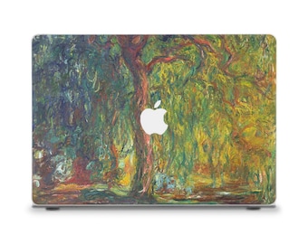 Custodia per MacBook Monet Arte MacBook Air 13 15 M2 M3 M4 MacBook Pro 13 14 16 Dipinto vintage estetico Foglie d'albero verdi Natura Cover per MacBook