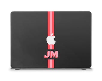 Initials MacBook case Personalized MacBook Air 13 15 M2 M3 M4 MacBook Pro 13 14 16 inch Custom pink monogram Aesthetic stripe MacBook cover