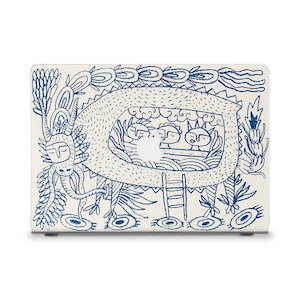 Nature MacBook case Blue MacBook Air 13 15 M2 M3 MacBook Pro 13 14 16 inch Cute abstract art with animal Aesthetic drawing MacBook case