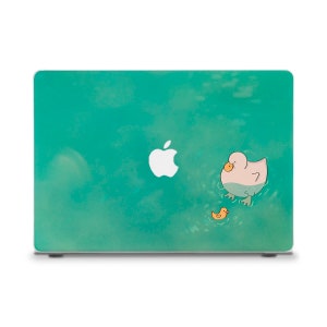 Custodia MacBook carina Anatra MacBook Air 13 15 M2 M3 MacBook Pro 13 14 16 pollici Grazioso uccello Animale divertente Stile cartone animato Custodia MacBook blu turchese