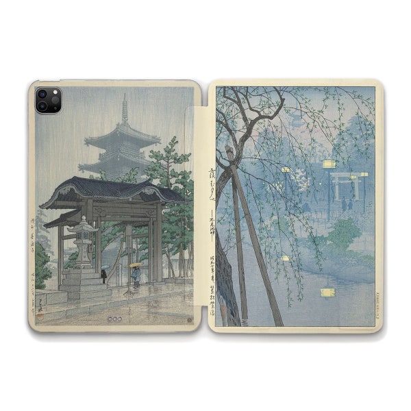 Japan iPad case Aesthetic iPad 10th iPad Air 5th 4th Pro 12.9 11 Mini 6 10.2 10.9 Vintage Japanese art Paintings drawings Nature iPad cover