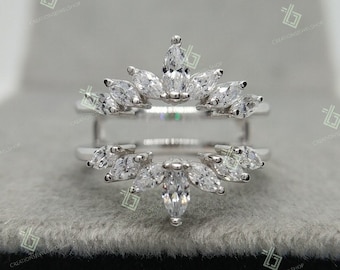 Marquise Enhancer Ring Guard, Wraps For Ring, Enhancer Wrap Ring Engagement Wedding Ring, Marquise Cut Diamond Wrap Guard Band For Women