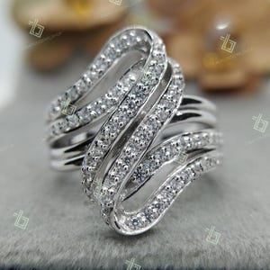 Antique Edwardian Diamond Engagement Ring, Wedding Bridal Ring, Art Deco Engagement Ring in 925 Sterling Silver Antique Women&#39;s Estate Ring