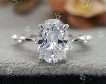Anillo de compromiso ovalado Anillo de promesa Anillo de moissanita ovalado Anillo de viaje Anillo de bodas Anillo de diamantes de laboratorio Anillo solitario Anillo delicado Regalo para ella