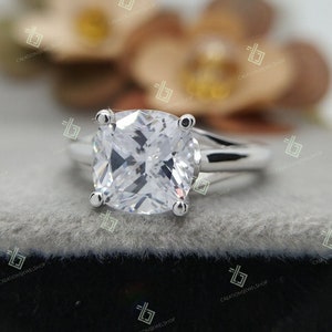 2.5 CT Cushion Cut Moissanite Engagement Ring, Forever One Solitaire Wedding Ring, Lab Diamond Ring for Women, Anniversary Gift Promise Ring