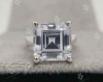 Pierścionek zaręczynowy Asscher Diamond 9,52 Ct, pierścionek Asscher Solitaire, pierścionek Asscher 12*12 MM, pierścionek na rocznicę, pierścionek damski, pierścionek obietnicy