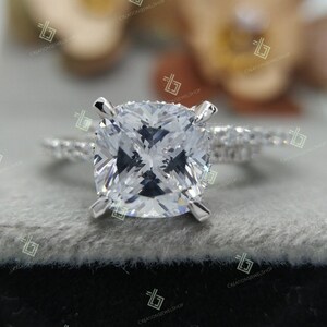 3 CT Cushion Cut Moissanite Ring Set Lab Diamond Wedding Ring Set Engagement Ring Set, Cushion Cut Bridal Ring Set Anniversary Set For Women