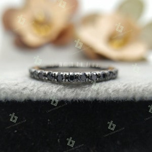 Black Diamond Eternity Band, Full Band, Stacking Ring, Engagement Ring, Stackable Black Diamond Ring, Wedding Band, Anniversary Gift for her