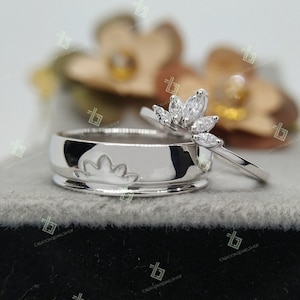 His and Hers Wedding Bands 3 Piece Etsy