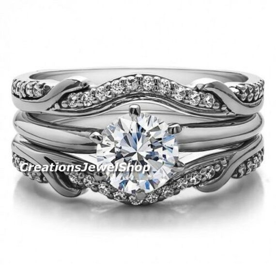 14k White Gold Over 2.20 Ct Round Cut Diamond Engagement Wrap Ring Jewelry Gift 