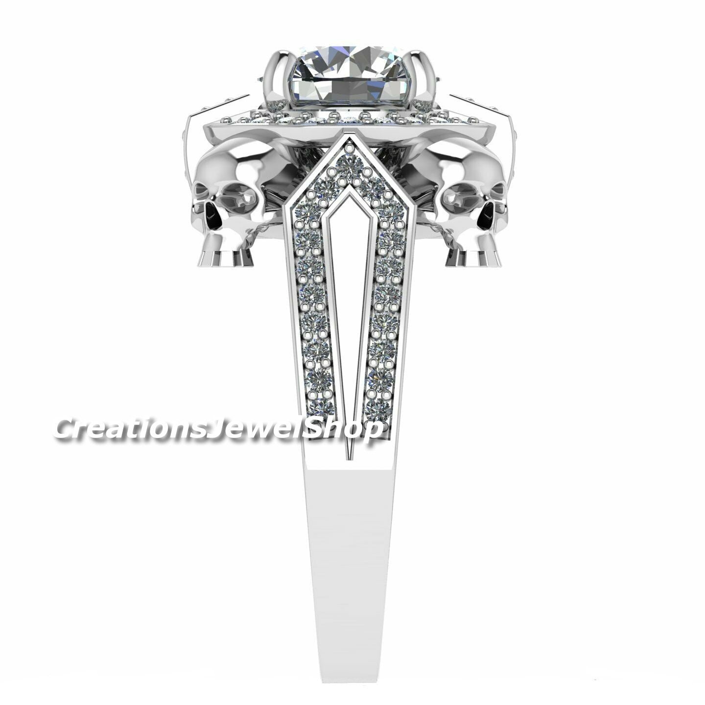 Gothic Skull Wedding Ring 2.20 CT Round Cut Forever Moissanite Etsy