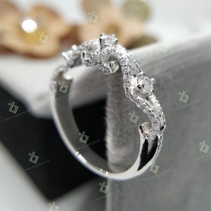 Art Deco Wedding Band Diamonds Vintage Band 925 Sterling Silver Art Deco Band, Dainty Stacking Band, Moissanite Band, Antique Wedding Bands