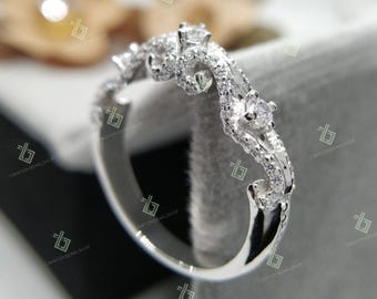 Art Deco Wedding Band Diamonds Vintage Band 925 Sterling Silver Art Deco Band, Dainty Stacking Band, Moissanite Band, Antique Wedding Bands