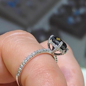 2.08 CT Round Cut Black Diamond Solitaire Engagement Ring /Bridal Wedding Ring/ Unique Jewelry Ring For Her / Promise Gift Ring