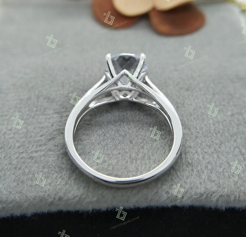 2.5 CT Cushion Cut Moissanite Engagement Ring, Forever One Solitaire ...