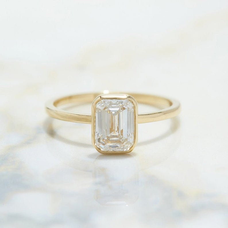 2.5 CT Emerald Cut Diamond Engagement Ring Emerald Diamond | Etsy