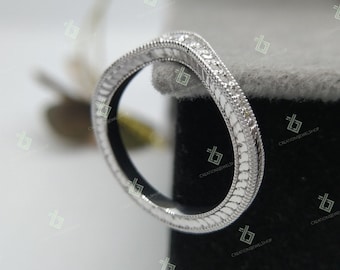 Vintage böjd vigselring, art déco-stapelring, antik vigselring, milgrain-alliansring, jubileumsring, dödsbo-vigselring