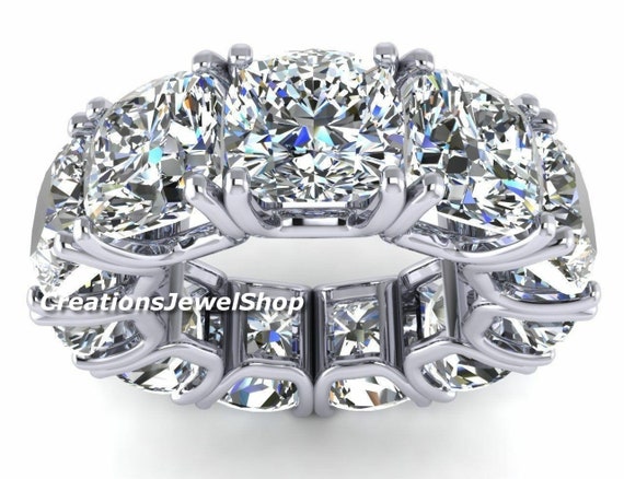 8mm Cushion Cut Diamond Eternity Wedding Band Stunning Cocktail Ring 