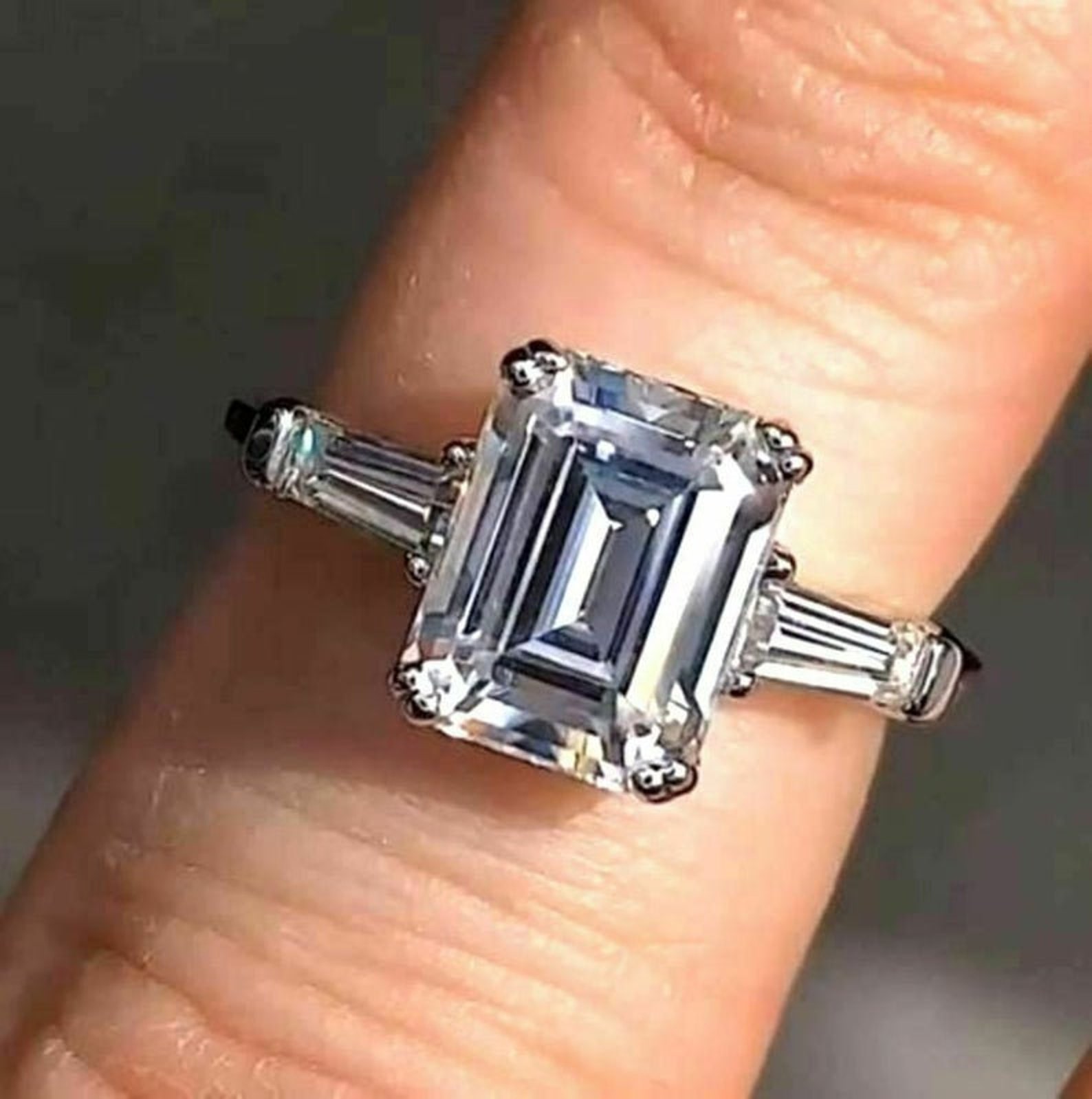 2.30ct 9x7mm Emerald Cut Lab Diamond Engagement Ring Emerald Etsy