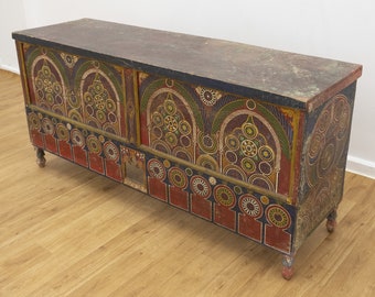 Vintage wooden Box berber wedding chest for your bedroom old  hand painted furniture a touareg touch ethnic tribal family gift Free shipping