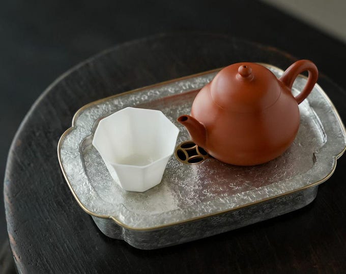 99% Pure Tin Cha Chuan, Handmade Tin Teapot Holder 175*120mm(L*W)