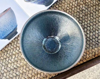 9.2/6.5cm Handmade &quot;Silver Rabbit Hair&quot; Jianzhan Tenmoku Tea Bowl