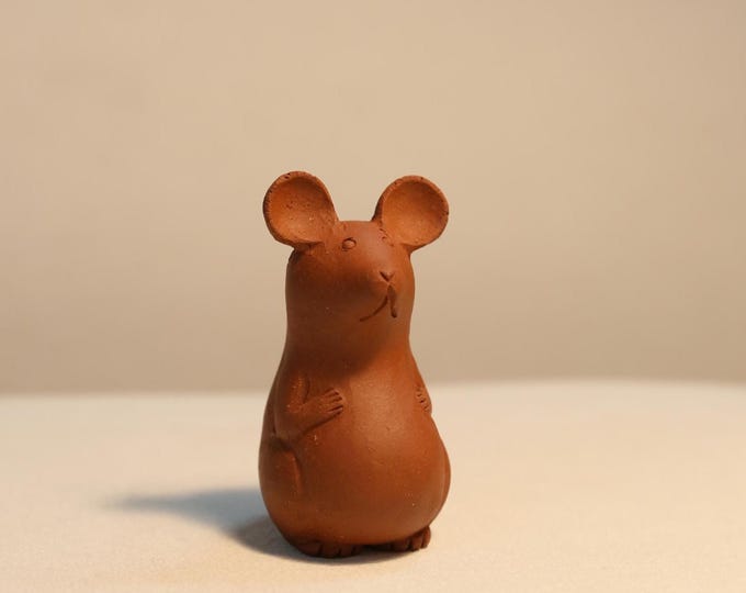 Handmade Red Clay Mouse Tea Pet