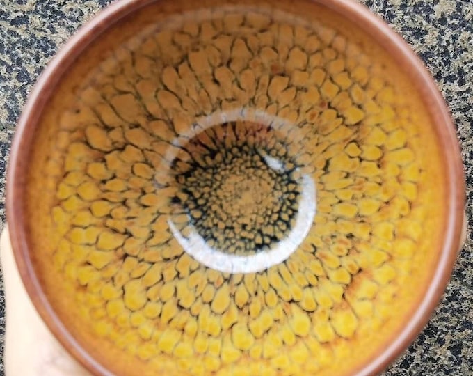 9.5/6.5cm Handmade Yellow Partridge Speckle Jianzhan tenmoku Tea Bowl