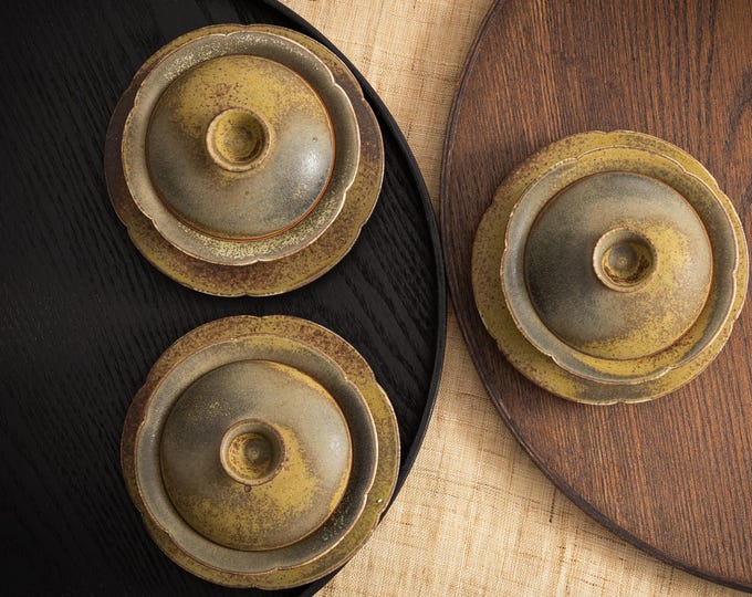 160ml Handmade Flower Mouth Kiln Transmutation Glaze Gaiwan