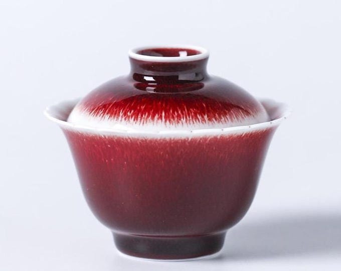 110ml Handmade Wood Kiln Lang Hong Glaze Gaiwan