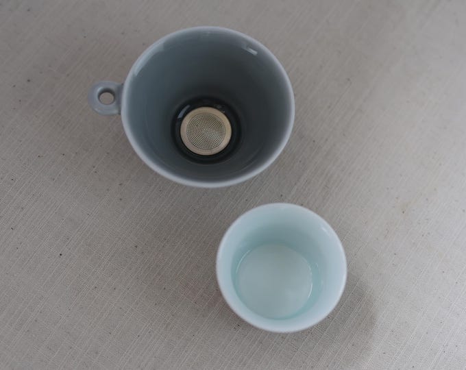 Gray Ceramic Tea Filter with Holder