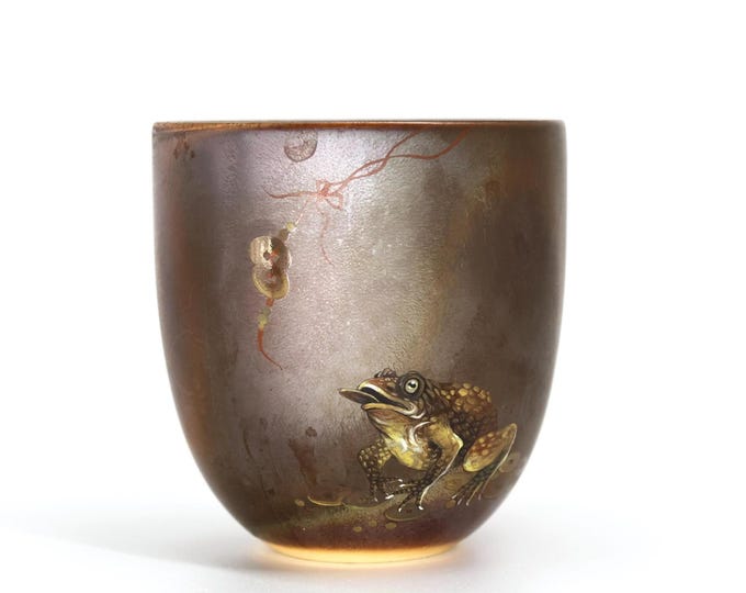95ml Jingdezhen Wood Fired Hand-painted "Golden Toad and Gold Ingot" Tea Cup, Wood Fired Master Cup