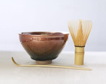 275ml / 9.3 oz Jianzhan Tenmoku Tea Bowl- Partridge-mottled Tenmoku Chawan